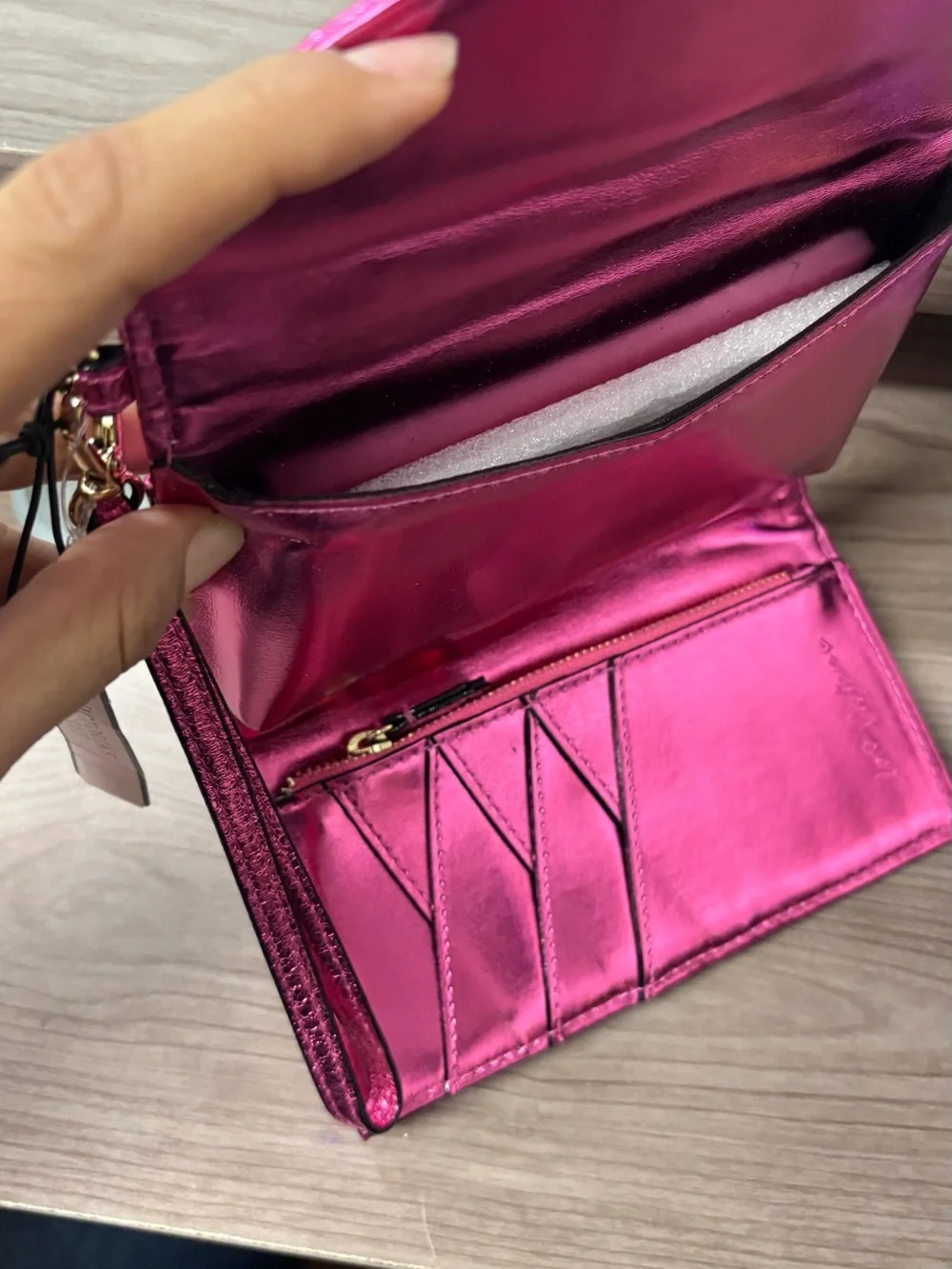 Victoria's Secret Metallic Fuchsia Quilted Wristlet